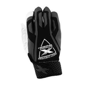 Extreme Work IndestruX Extra Large Black/White Leather Palm Polyester Mechanic Work Glove with Leather Palm and Xtouch