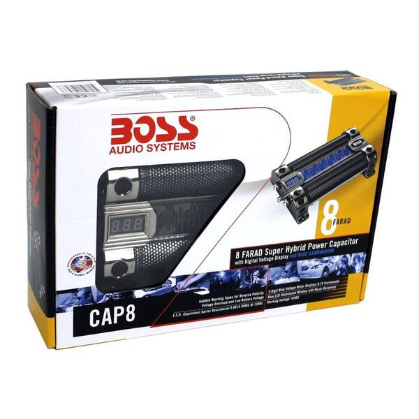 BOSS AUDIO SYSTEMS CAP8 8 FARAD LED Digital Voltage Display Car Audio Power Capacitor