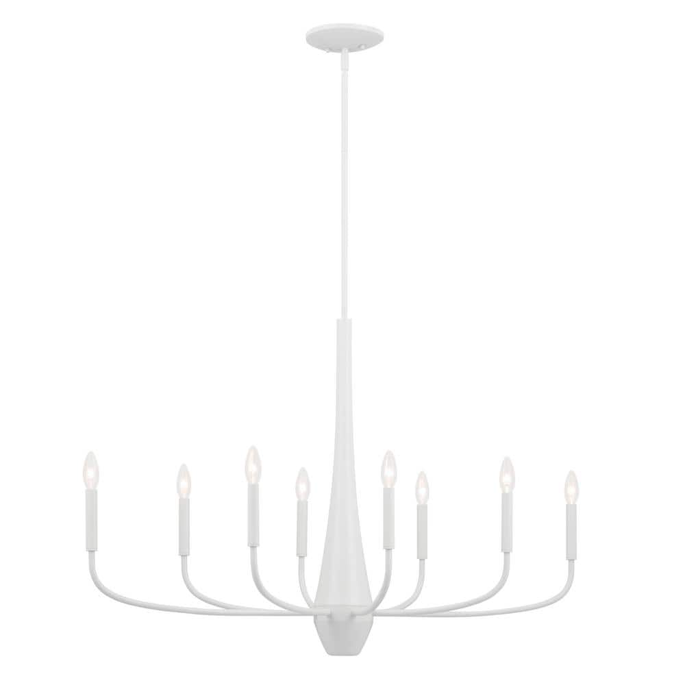 KICHLER Deela 41 in. 8Light White Modern Candle Oval Chandelier for