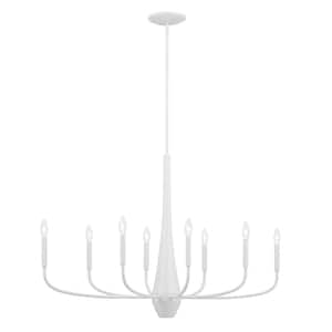 Deela 41 in. 8-Light White Modern Candle Oval Chandelier for Dining Room