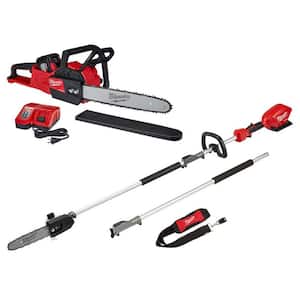 M18 FUEL 16 in. 18-Volt Lith-Ion Brushless Electric Battery Chainsaw & M18 Pole Saw Kit w/ Battery and Charger