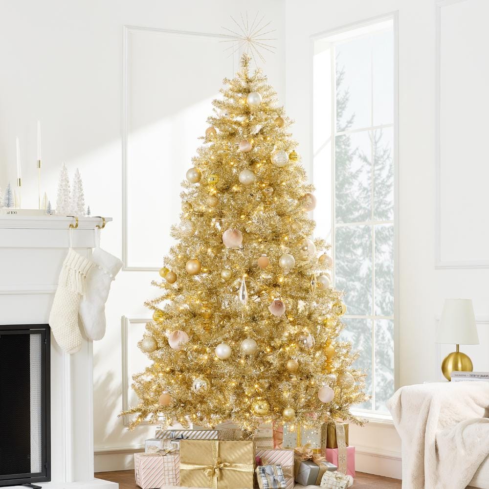 Best Choice Products 7.5 ft. Gold Unlit Tinsel Artificial