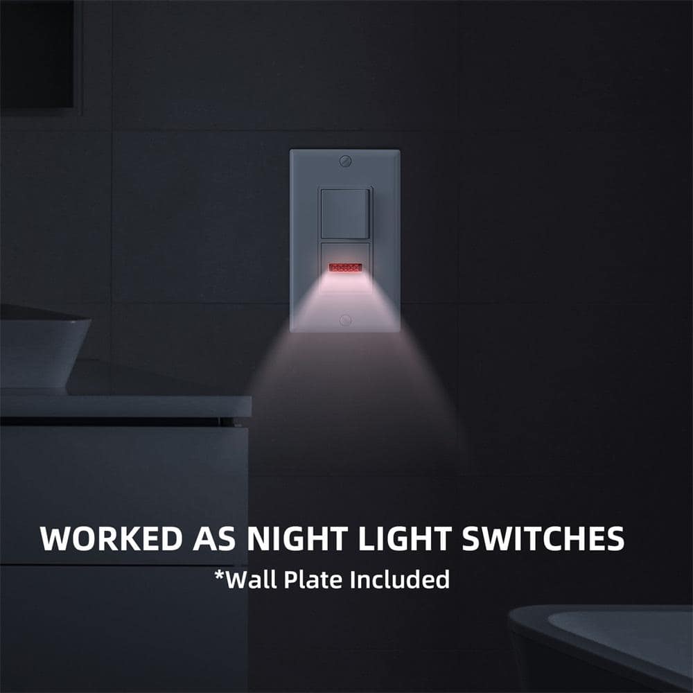 White Single Pole Rocker Light Switch with Pilot Light, 2-Pack