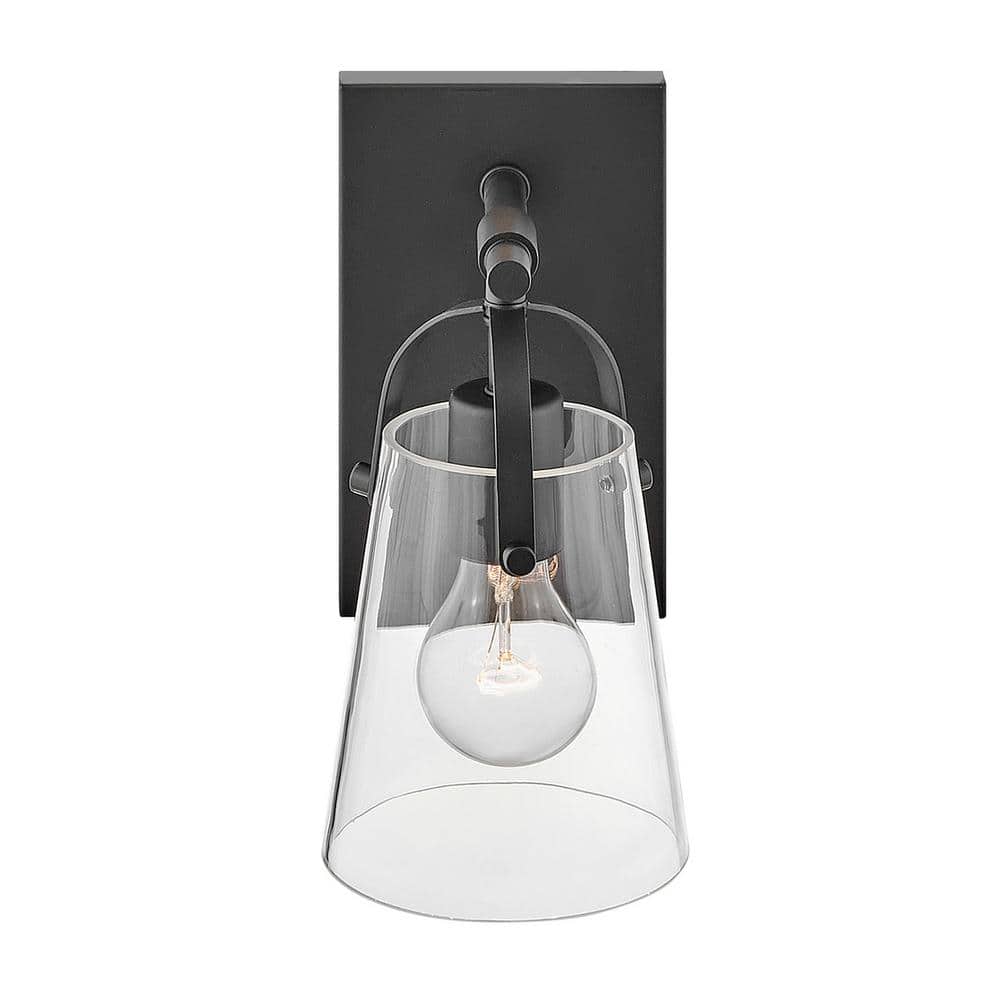 Foster Black Clear Glass 1-Light Dimmable Vanity Fixture