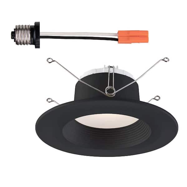 EnviroLite 5 in. and 6 in. 3000K Integrated LED Black, Soft White Recessed CEC-T20 Baffle Trim