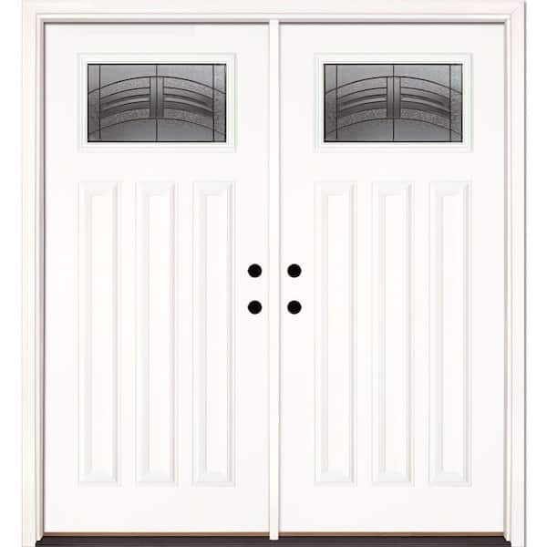 74 in. x 81.625 in. Rochester Patina Craftsman Unfinished Smooth Right-Hand Inswing Fiberglass Double Prehung Front Door