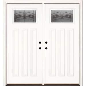 66 in. x 81.625 in. Rochester Patina Craftsman Unfinished Smooth Left-Hand Inswing Fiberglass Double Prehung Front Door