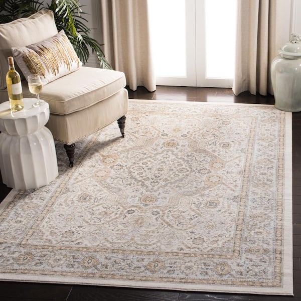 Isabella Cream/Beige 5 ft. x 8 ft. Floral Medallion Area Rug