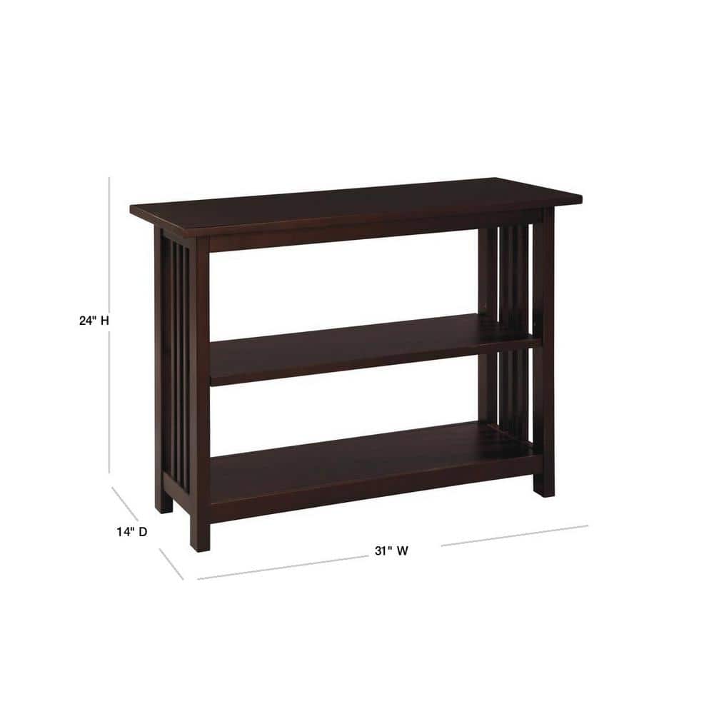 Espresso Dark Wood Mission Style Under-Window Bookshelf