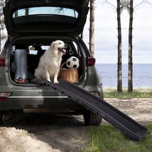 Portable Foldable Pet Dog Ramp Climbing Ladder Suitable for Off-road Vehicle Trucks in Black