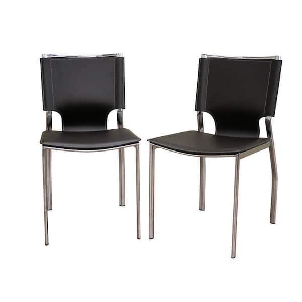 Baxton Studio Montclare Brown Faux Leather Upholstered Dining Chairs (Set of 2)