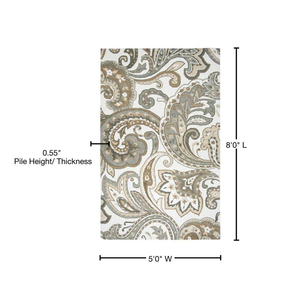 Multicolor Hand-Tufted Wool Rectangular Rug - Eco-Friendly, 5' x 8'