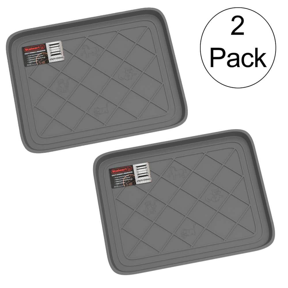Gray Polypropylene Diamond Pattern Outdoor Boot Tray Set