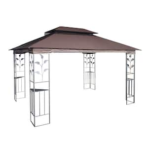 Sunjoy Zela 10.5 Ft. X 13 Ft. Brown And Tan 2-tier Steel Gazebo ...