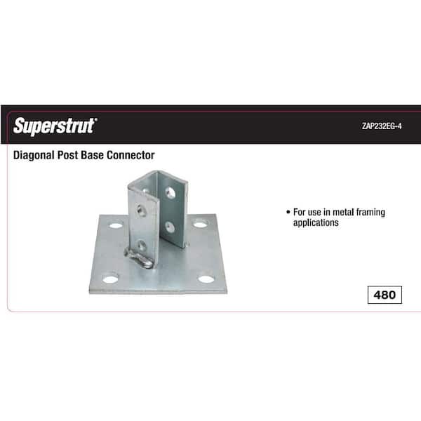 6 in. x 6 in. Steel Square Post Base Connector - Strut Fitting - Silver Galvanized (ZAP232EG-4)