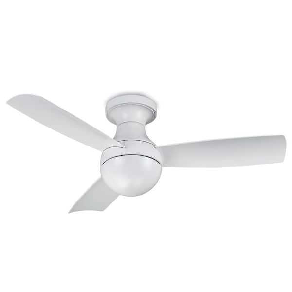 Photo 1 of Orb 44 in. Indoor/Outdoor Matte White 3-Blade Smart Compatible Flush Mount Ceiling Fan with Remote Control