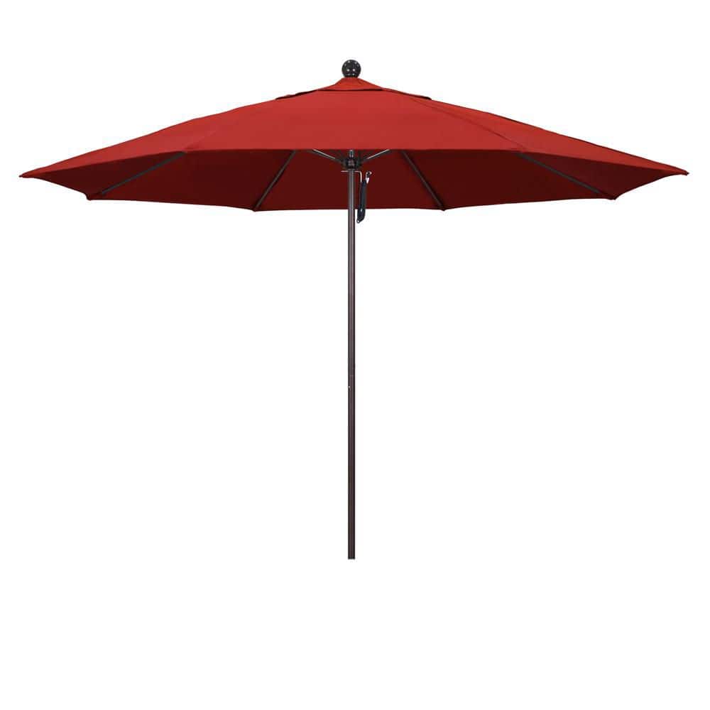 11 ft. Bronze Aluminum Market Patio Umbrella with Fiberglass Ribs Pulley Lift in Red Pacifica price history on PriceWatchPro