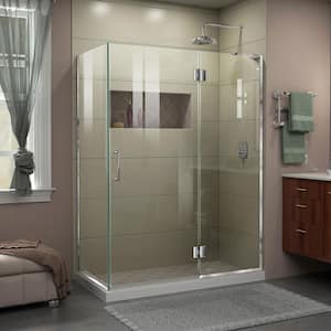 Unidoor-X 47-3/8 in. W x 34 in. D x 72 in. H Frameless Hinged Shower Enclosure in Chrome