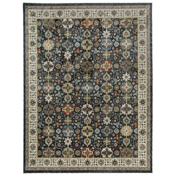 Earltown Navy 9 ft. X 12 ft. 9 in. Oriental Polyester Area Rug