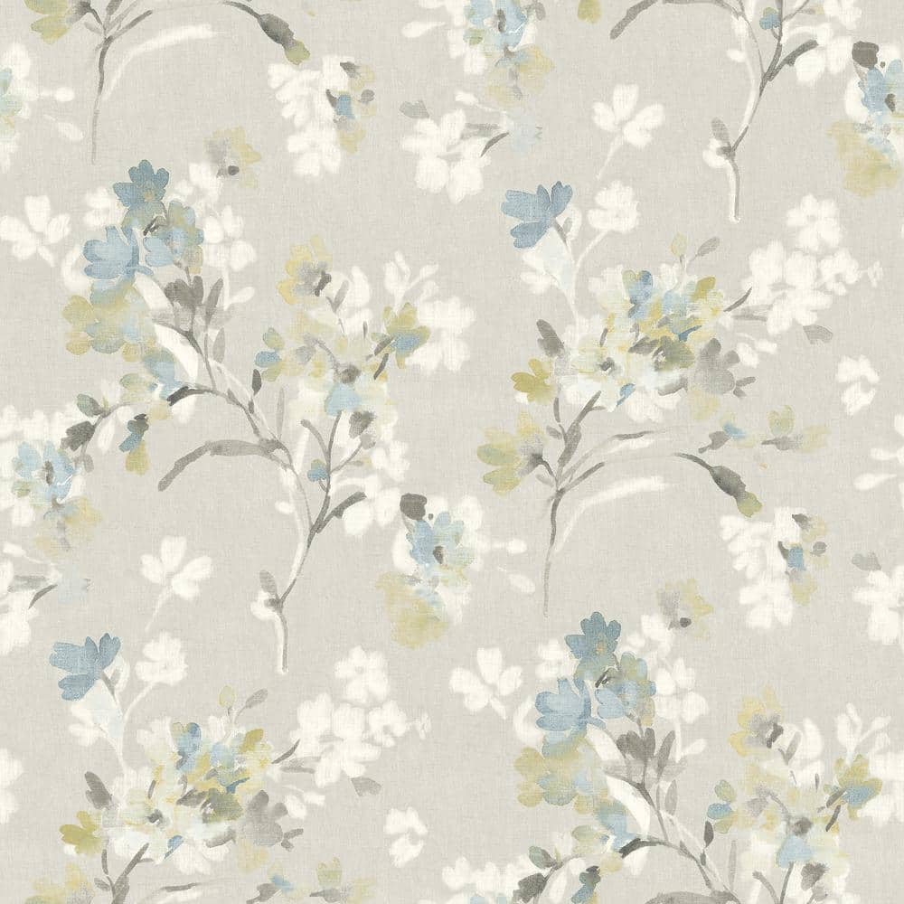 Azalea Light Grey Pre-Pasted Non-Woven Floral Wallpaper