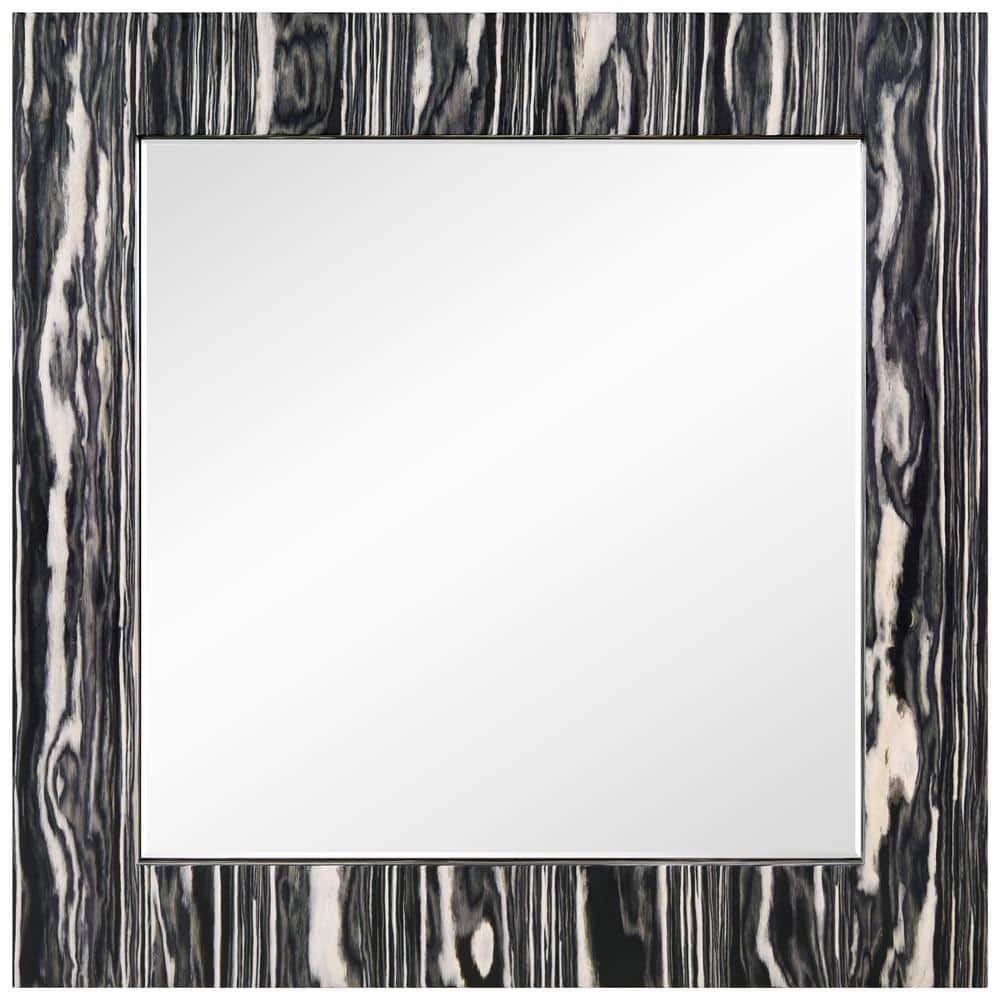Empire Art Direct Zebra Square Wall Mirror 32 in. x 32 in. Featuring a 24 in. x 24 in. Beveled Center 4 in. Exotica-Stained Veneer Frame