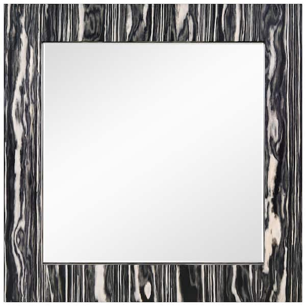 Zebra Square Wall Mirror 32 in. x 32 in. Featuring a 24 in. x 24 in. Beveled Center 4 in. Exotica-Stained Veneer Frame