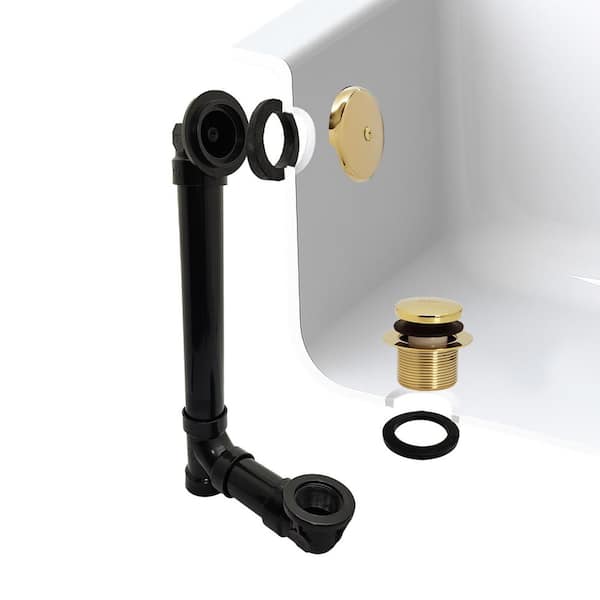 1-1/2 in. x 12 in. Bath Waste & Overflow with One-Hole Faceplate and Tip-Toe Drain - Sch. 40 ABS, Polished Brass