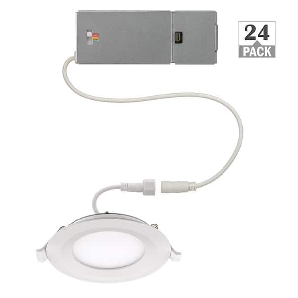Commercial Electric 4 in. Adjustable CCT Integrated LED Canless Recessed Light Trim 650 Lumens Kitchen Bathroom Remodel Wet Rated (24-Pack)