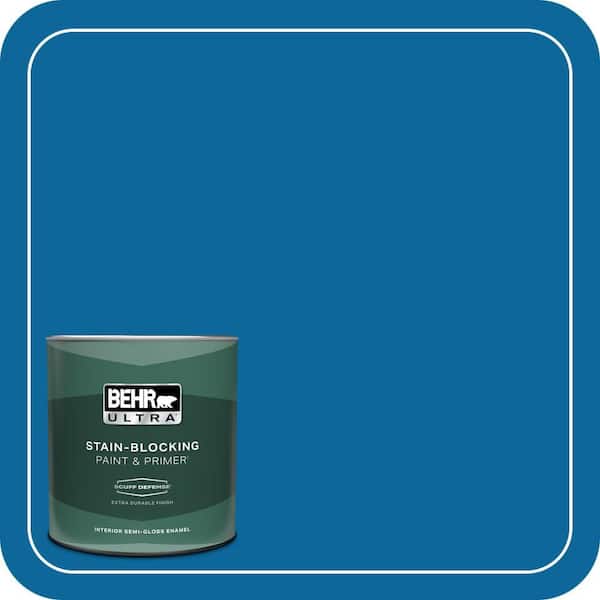 BEHR ULTRA 1 qt. #MQ4-58 Mondrian Blue Extra Durable Semi-Gloss Enamel Interior Paint & Primer