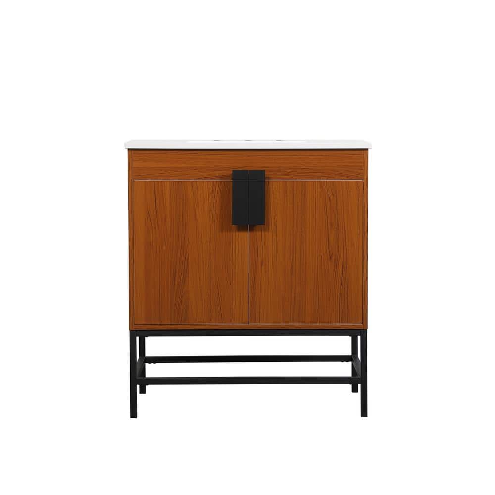 Timeless Home 30 in. W x 19 in. D x 33.5 in. H Bath Vanity in Teak with Ivo