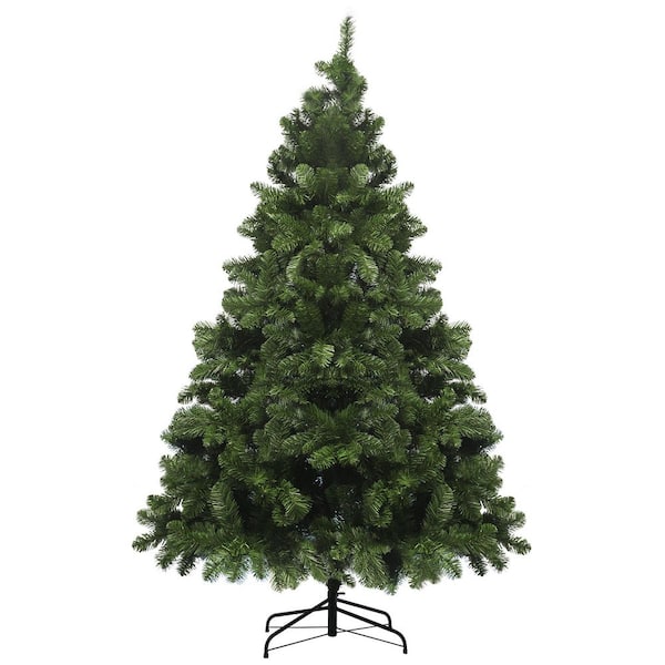 7 ft. Unlit Flocked Green Hinged Artificial Christmas Tree with Full Shape and PVC Branches