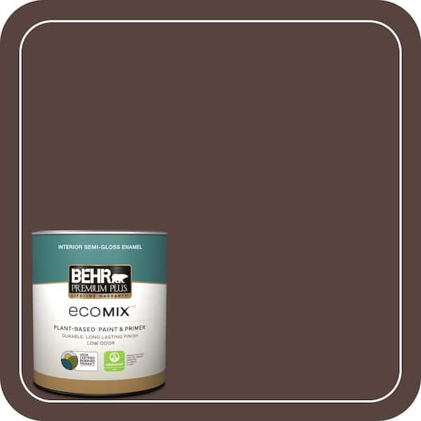 1 qt. #PPF-51 Dark Walnut Semi-Gloss Enamel EcoMix Plant-Based Interior Paint & Primer