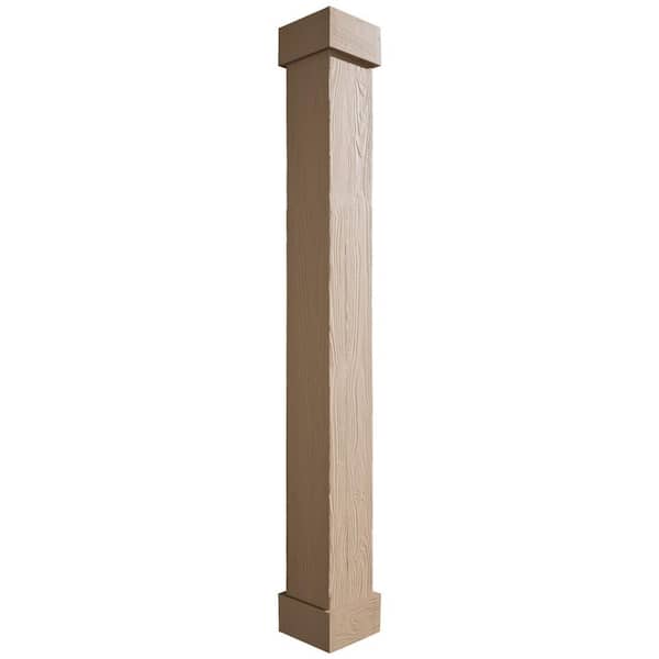 Ekena Millwork 8 in. x 8 ft. Sand Blasted Endurathane Faux Wood Non-Tapered Square Column Wrap with Standard Capital and Base