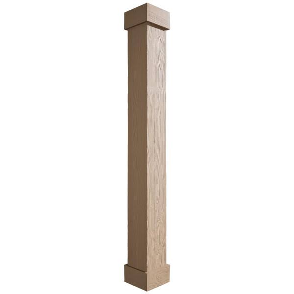 Ekena Millwork 18 in. x 4 ft. Sand Blasted Endurathane Faux Wood Non-Tapered Square Column Wrap with Standard Capital and Base
