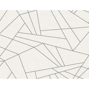 Geometric Triangles Off-White and Grey Paper Non-Pasted Strippable Wallpaper Roll (Cover 60.75 sq. ft.)