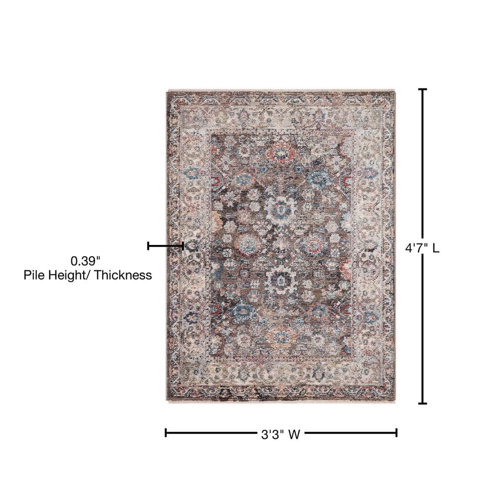 Elegant Pandora Handmade Synthetic Area Rug, 55"x39", Brown