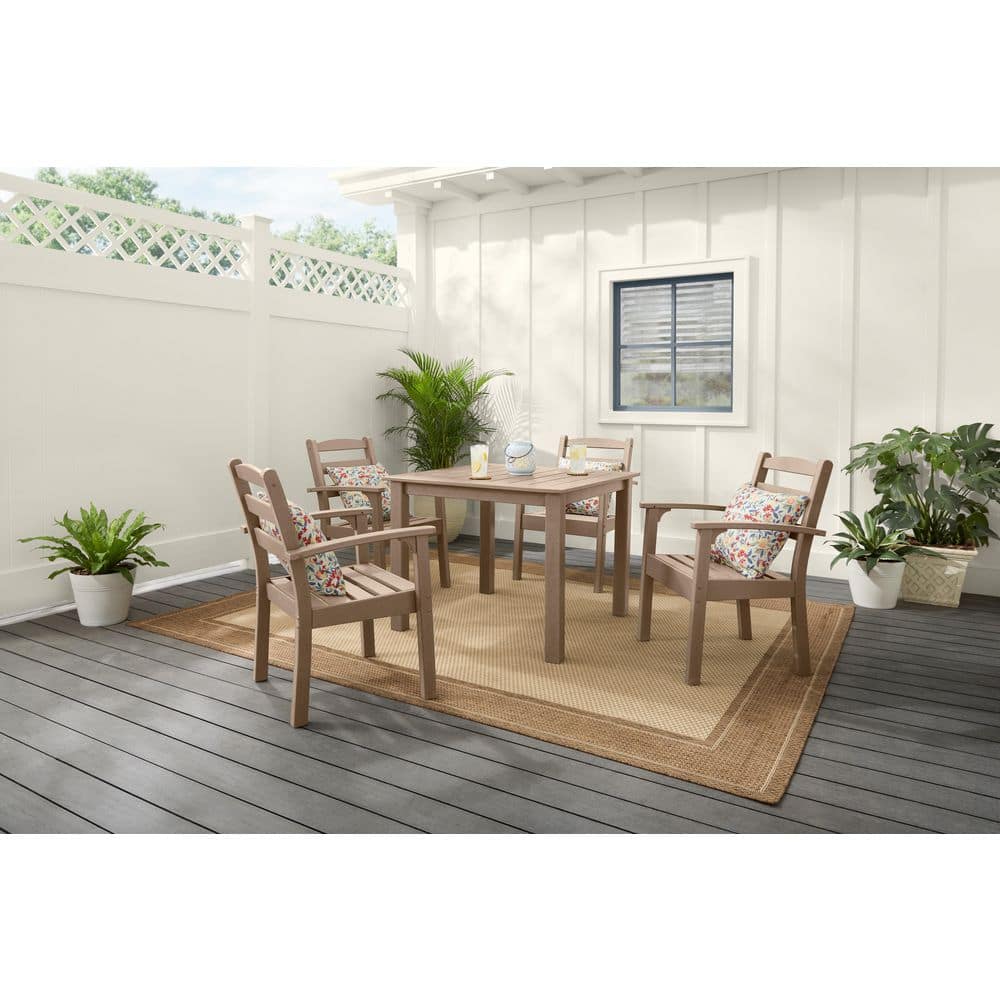 Seaside Bluff 5-Piece HDPE All-Weather Outdoor Dining Set Brown