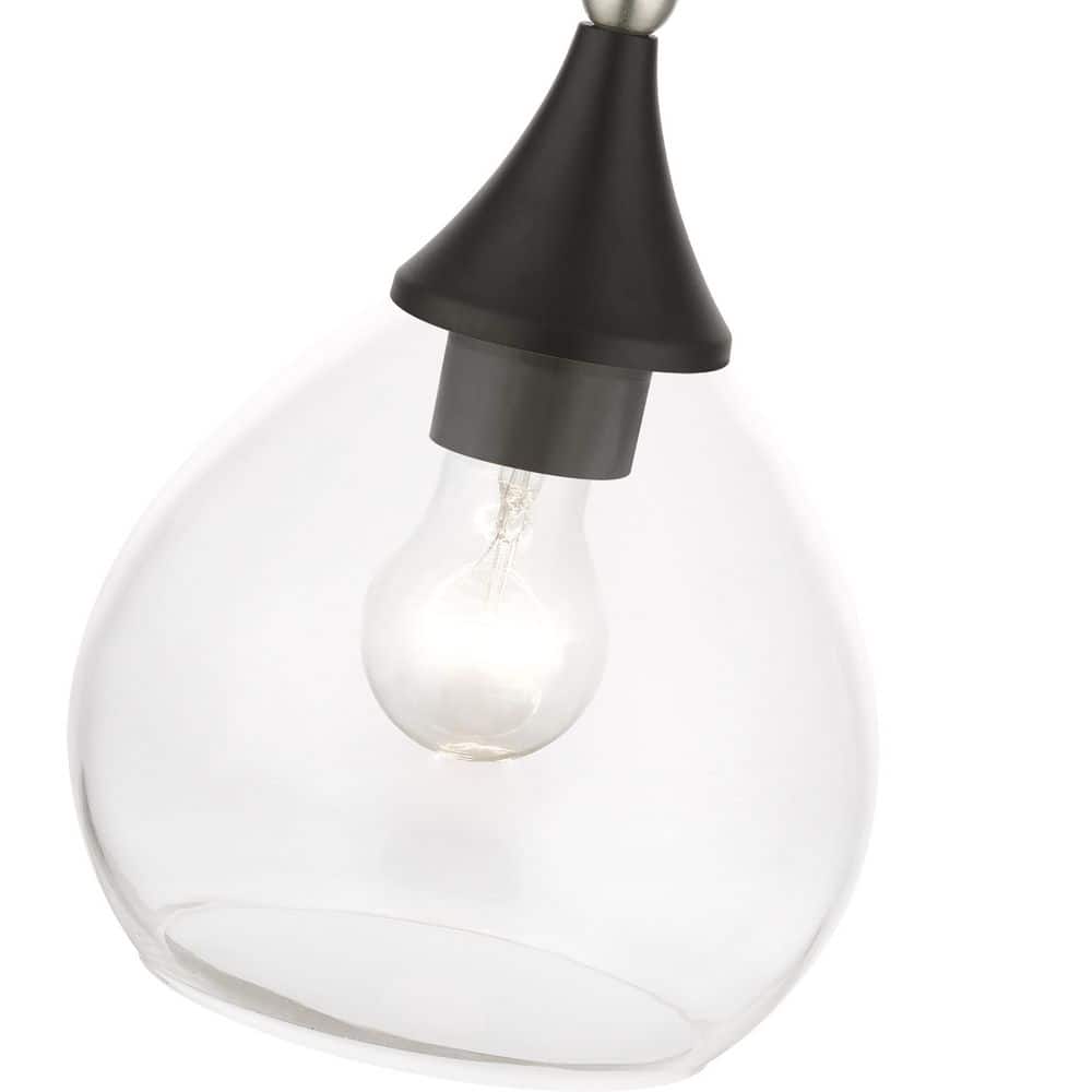 Catania Black and Brushed Nickel 1-Light Mini Pendant with Clear Glass