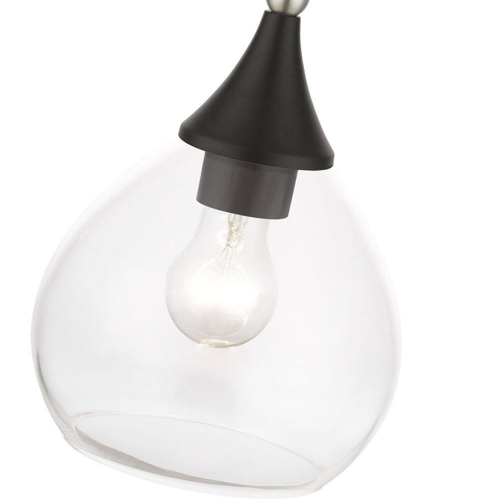 Catania Black and Brushed Nickel 1-Light Mini Pendant with Clear Glass