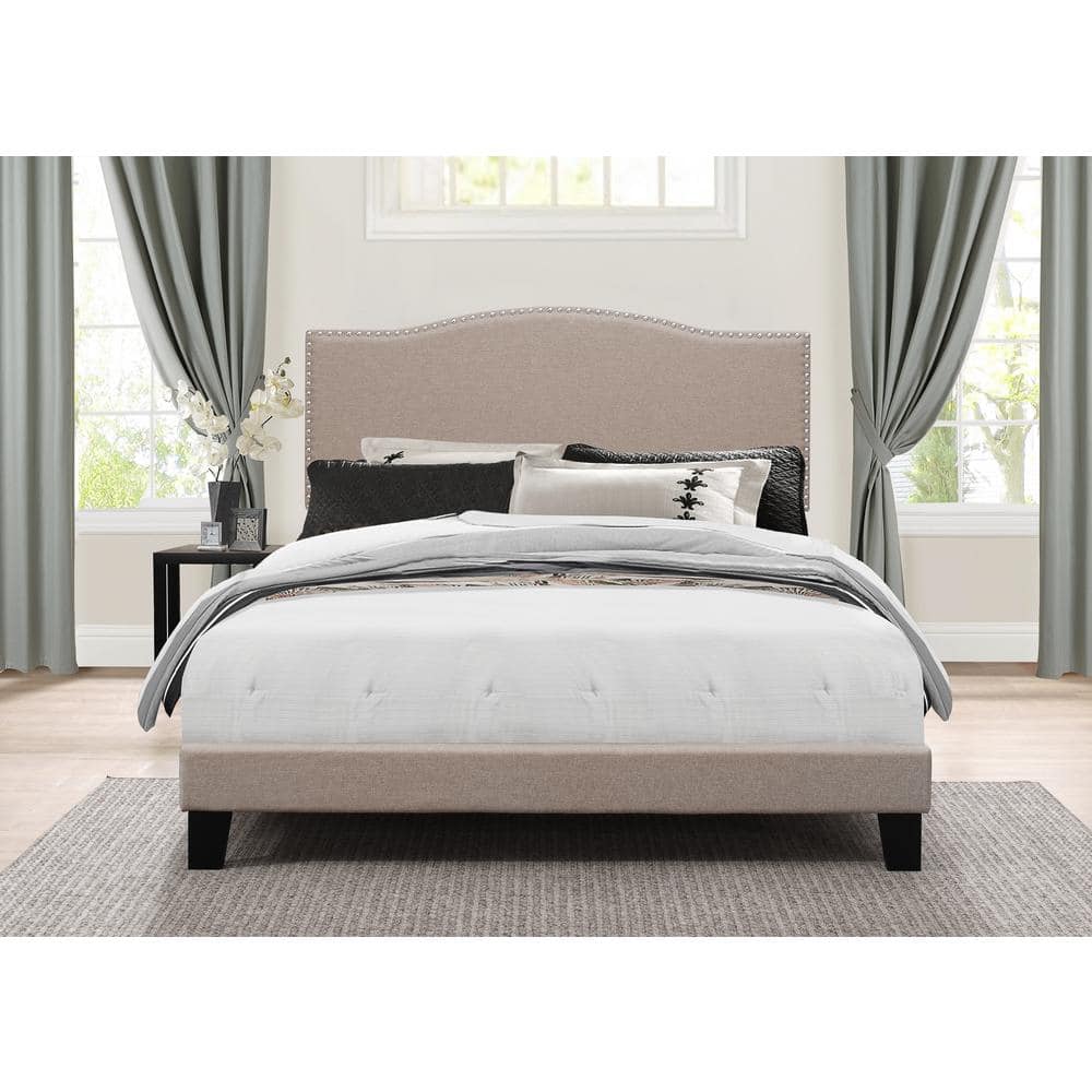 Sophisticated Fog Gray King Upholstered Bed with Storage and Nailhead Trim