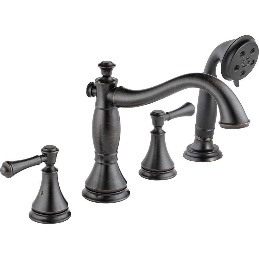 Classic Venetian Bronze Deck Mounted Roman Tub Faucet with Handshower