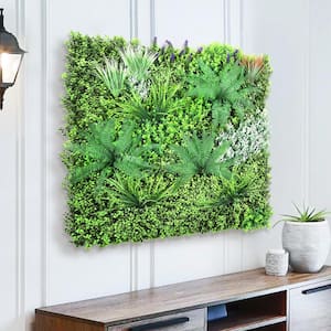 40 in. x 40 in. Large Artificial Eucalyptus Boxwood Grass Leaf Greenery Wall Panel Hedge Mat Backdrop Privacy Screen