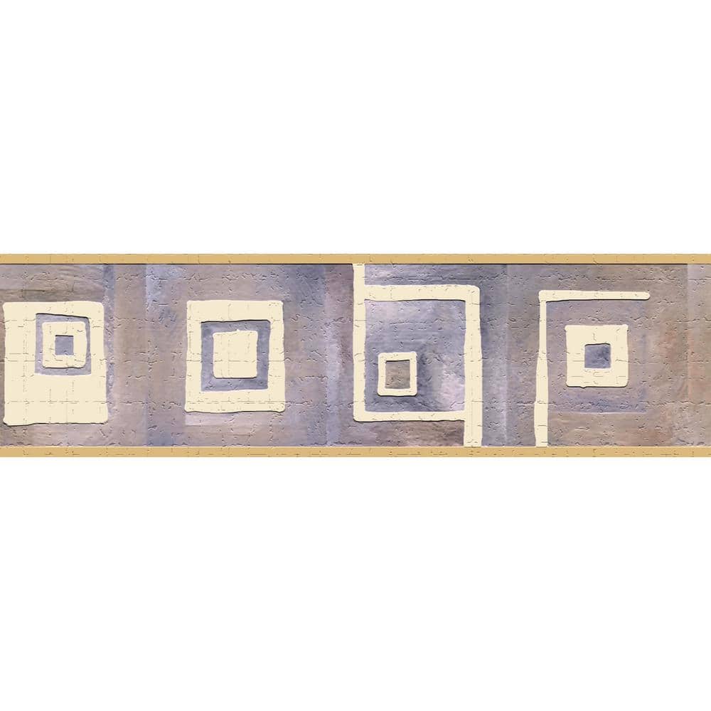 Falkirk Dandy Beige, Purple Square Shapes Geometric Peel and Stick Wallpape