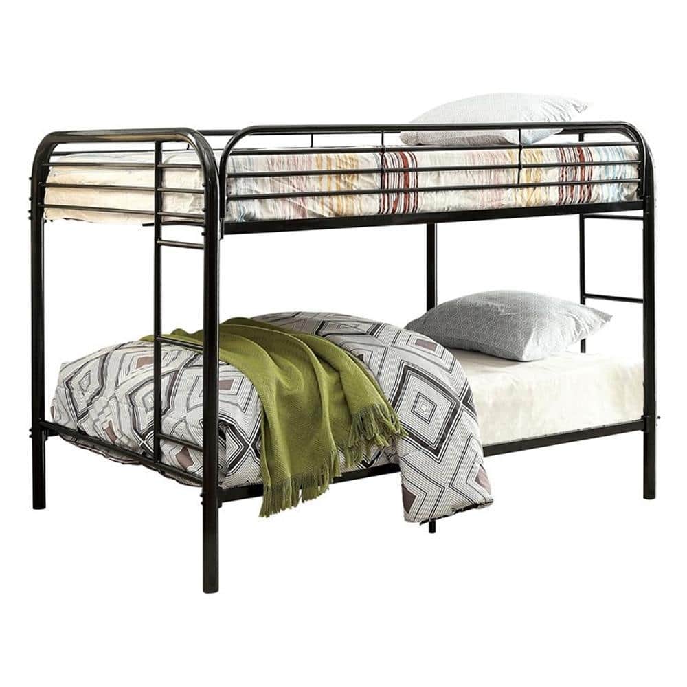 Benjara Black Full Adjustable Bunk Bed with Ladders BM186435 The Home
