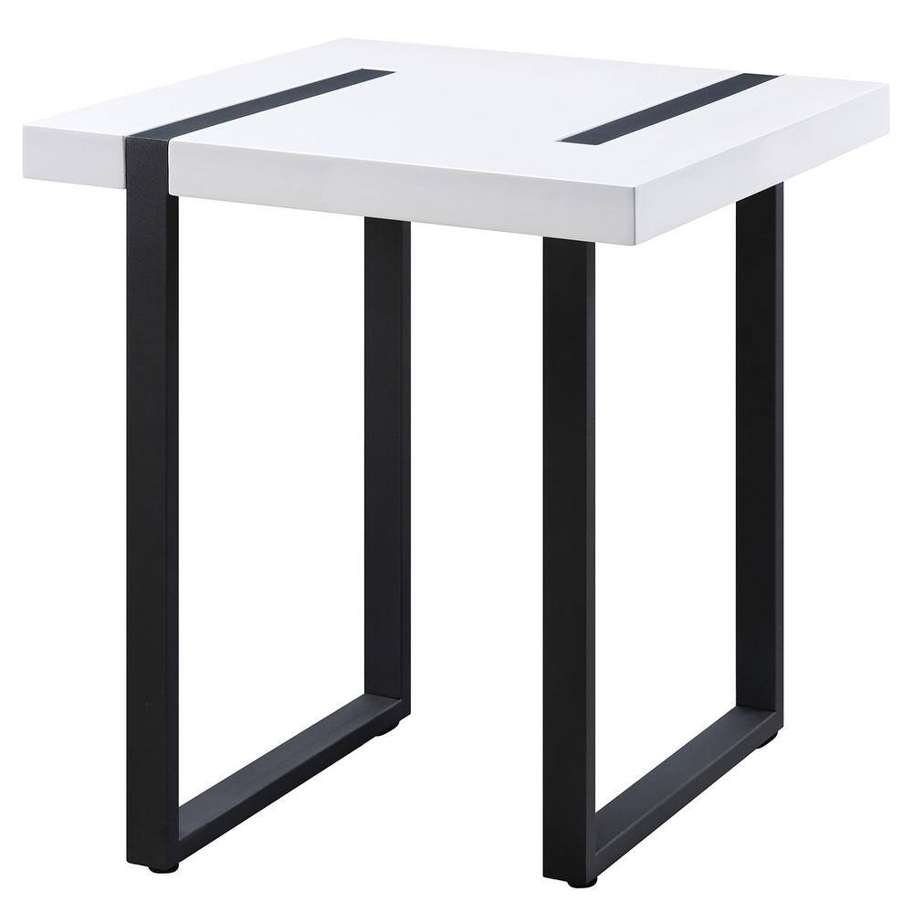 Furniture of America Harlene 24 in. H Black and White End TableIDF