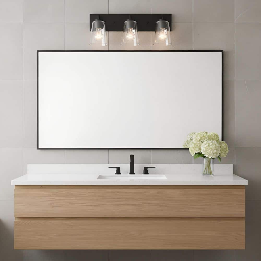 Miles 18 in. W x 8 in. H 3-Light Midnight Black Dimmable Large Bathroom Vanity Light with No Bulbs Included price history on PriceWatchPro