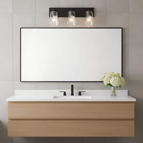 Miles 18 in. W x 8 in. H 3-Light Midnight Black Dimmable Large Bathroom Vanity Light with No Bulbs Included