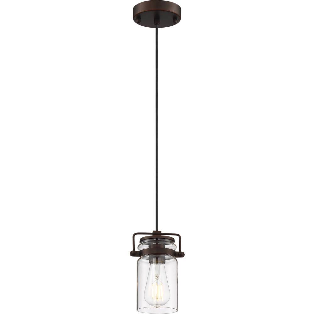 Mahogany Bronze Mini Jar Pendant Light with Clear Glass Shade