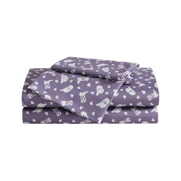 BETSEY JOHNSON Cowgirl Disco 4-Piece Purple/Silver Microfiber Queen Sheet Set