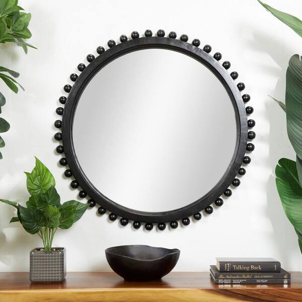 Monaco Black Round Modern Wall Mirror 33.5 + Reviews